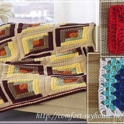 ​Пледы в стиле пэчворк из остатков пряжи