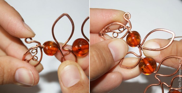 ​Делаем украшение из старых бус "Осенние листочки": часть 2