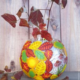 Ваза "Осенняя фантазия" с декором из полимерной глины: часть 2