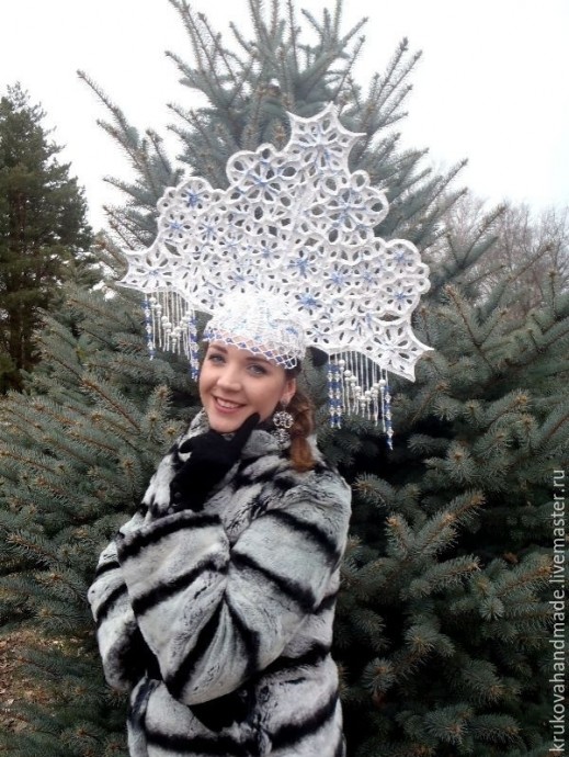 Изготовление ажурного кокошника для снегурочки