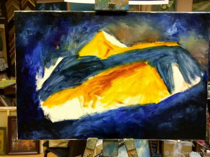 ​Картина маслом на холсте на тему сказочного мира гор и зимних грез: часть 1