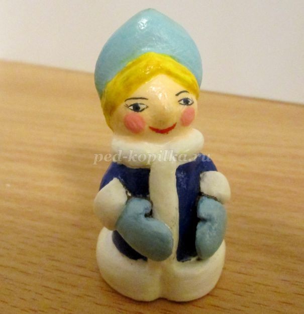 Ёлочная игрушка "Снегурочка из опилок": часть 4