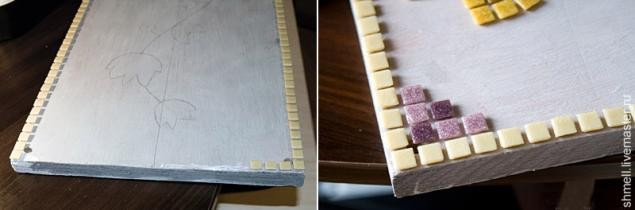 ​Декор столешницы мозаикой: растительный рисунок