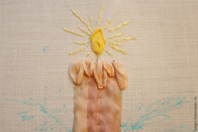 Вышиваем лентами композицию со свечой Вышиваем лентами композицию со свечой