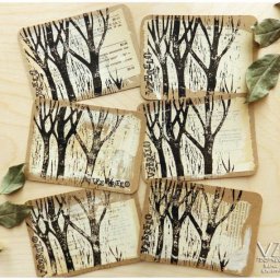 "Печатаем" открытки с элементами гравюры