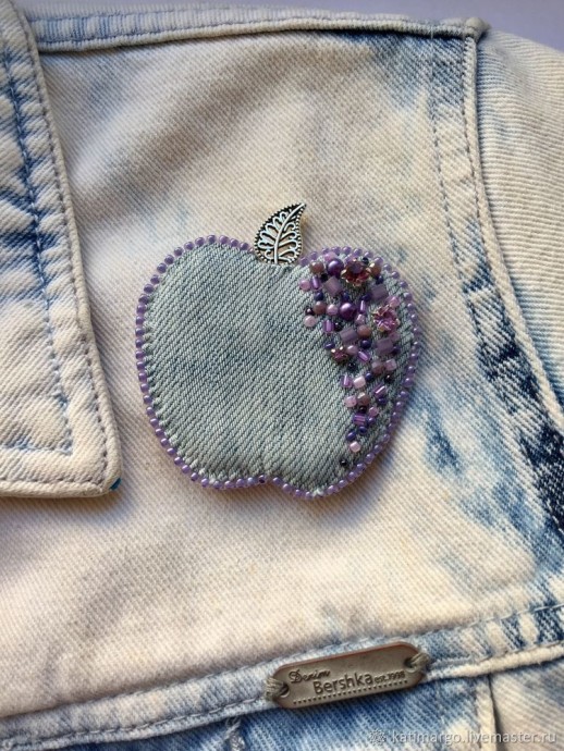 ​Создаем брошь "Яблочко" из джинсы: часть 2