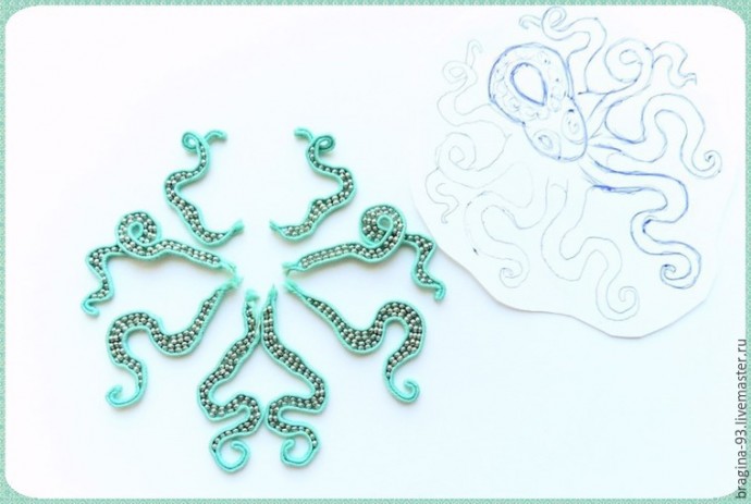 ​Создаем брошь в виде осьминога: часть 2