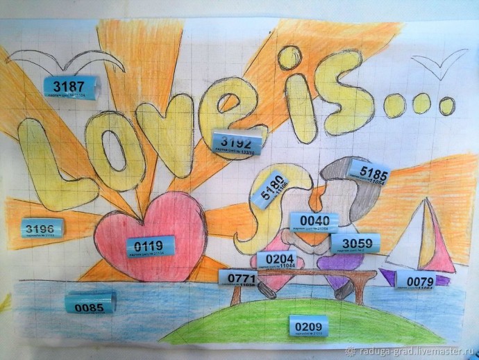 Картина в технике String Art на День всех влюбленных: часть 1