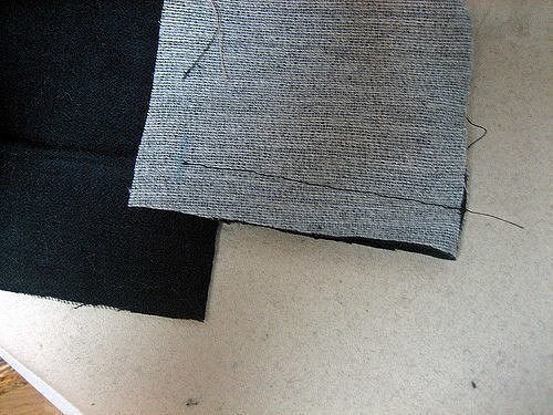 Соединение угла подборта жакета с подкладкой