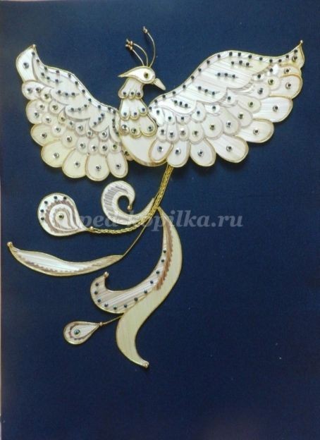 Декоративное панно "Жар-птица" из соломки: часть 6