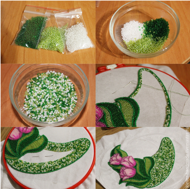 ​Создаем колье "Тюльпаны в саду" в технике вышивки бисером