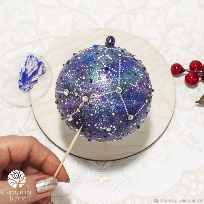 ​Декорируем елочный шар "Созвездие Тельца (Быка)": мастер-класс, часть 3
