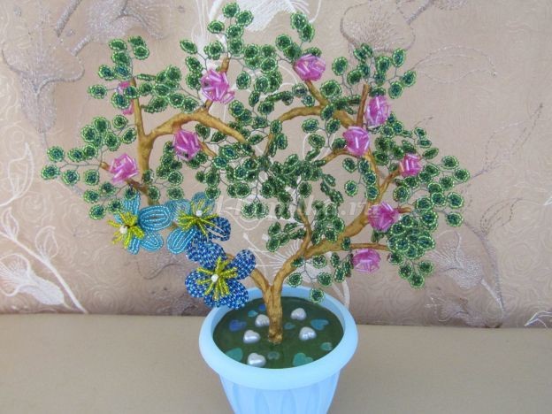 Как сделать дерево любви из бисера своими руками: мастер-класс, часть 4