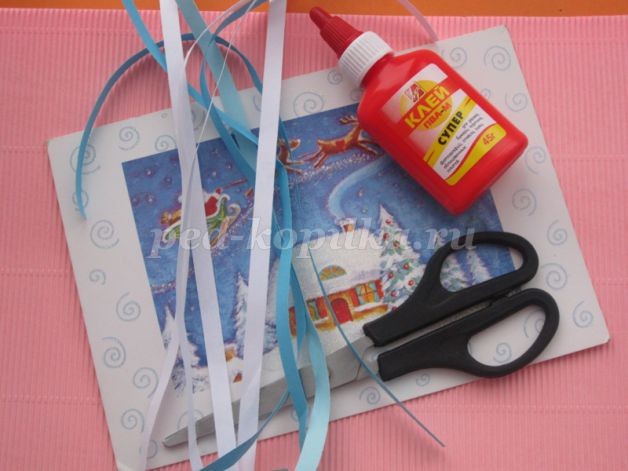 ​Новогодняя открытка в технике квиллинга: часть 1