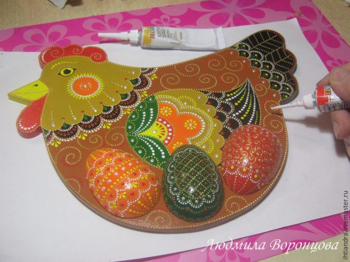 Создаем панно с крючками "Курочка": часть 3