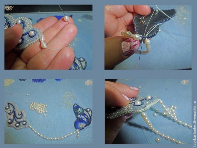 Вышивка бисером и жемчугом: брошь "Холодное лето" Вышивка бисером и жемчугом: брошь "Холодное лето"