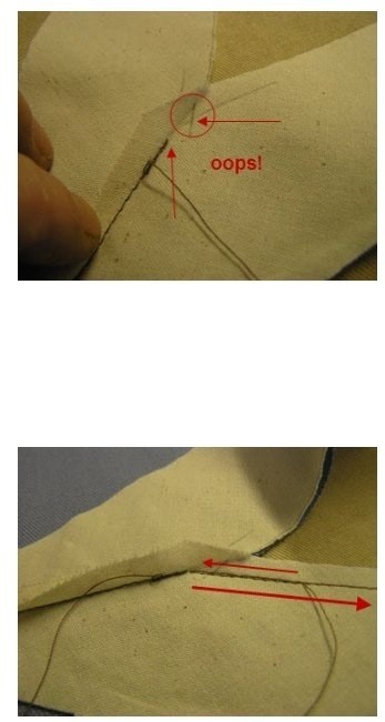 Обработка V-образного выреза обтачкой без шва и обтачкой со швом