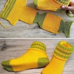 Вяжем носки на двух спицах