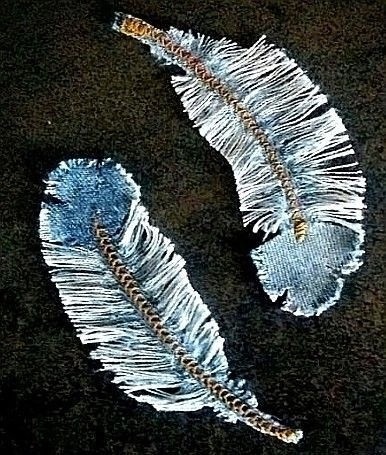 ​Джинсовые пёрышки для украшения одежды, сумок, шляпок