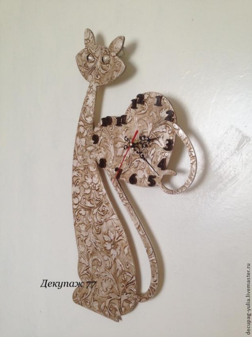 ​Создание настенных часов "Кошка-хамелеон": часть 3