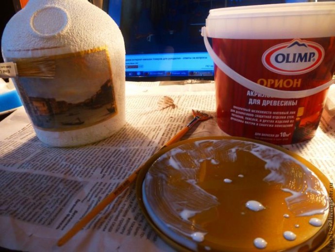 ​Делаем праздничную бутылочку с двусторонним декупажем: часть 2