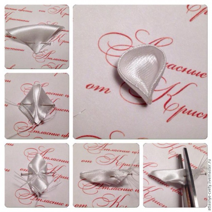 Делаем снежинку из атласной ленты в технике канзаши: часть 1