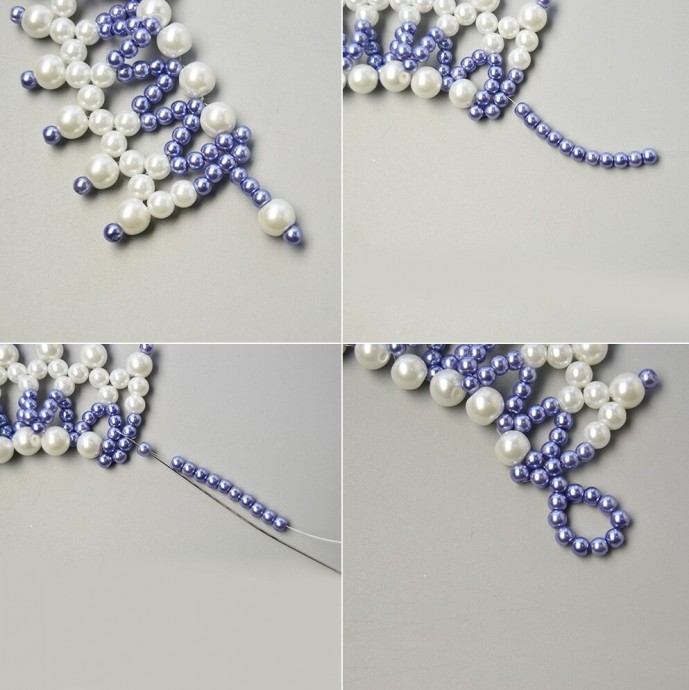 ​Двухцветное колье из бисера