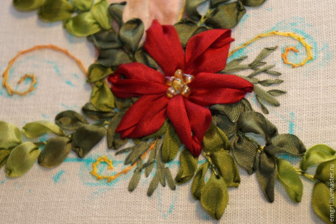 Вышиваем лентами композицию со свечой Вышиваем лентами композицию со свечой