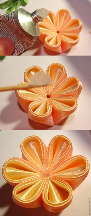 Канзаши: создаем резиночку для волос с нуля, часть 4