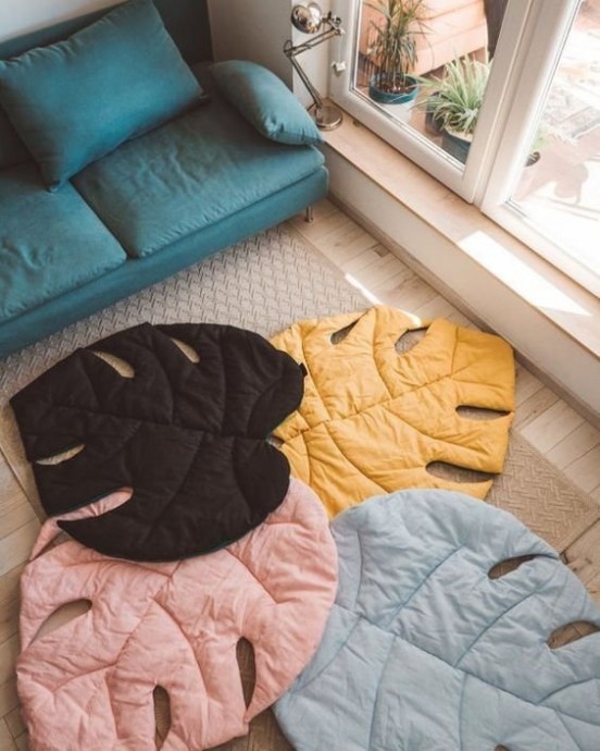 Коврики в виде листьев в скандинавском стиле Коврики в виде листьев в скандинавском стиле