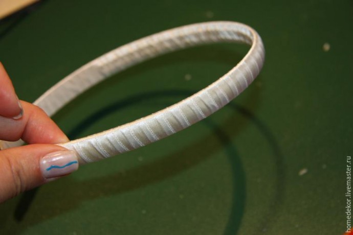 Декорируем ободок для волос "Нежная роза"