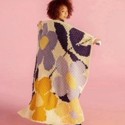 Плед с цветами в технике C2C