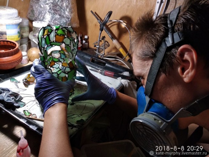 Делаем витражную статуэтку котика из морского стекла