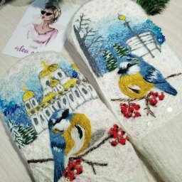 Идеи эксклюзивных варежек с ручной вышивкой