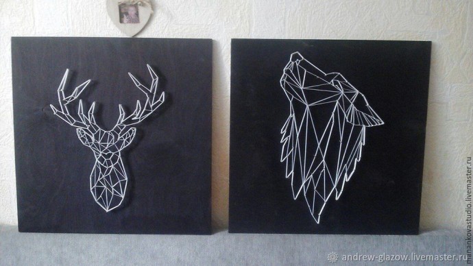 Контурный олень в технике String Art: часть 1
