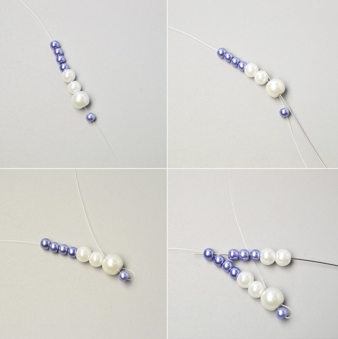 ​Двухцветное колье из бисера