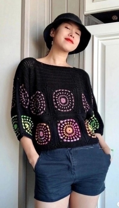 ​Интересный джемпер крючком