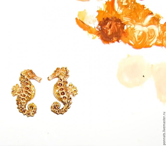 Изготавливаем текстильные серьги с вышивкой и лепкой "Гиппокампус": часть 1 Изготавливаем текстильные серьги с вышивкой и лепкой "Гиппокампус": часть 1
