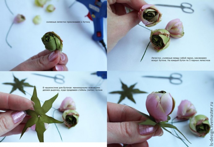 Шелковая бутоньерка роз: часть 3