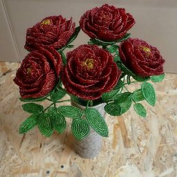 Пиончики из бисера