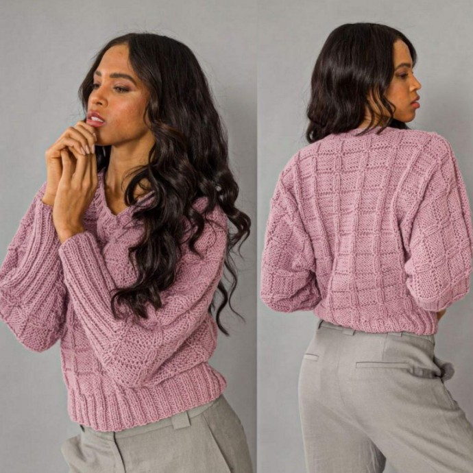 Пуловер с рукавом "летучая мышь" спицами Пуловер с рукавом "летучая мышь" спицами