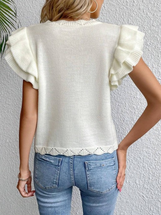 Летний ажурный топ с рюшами