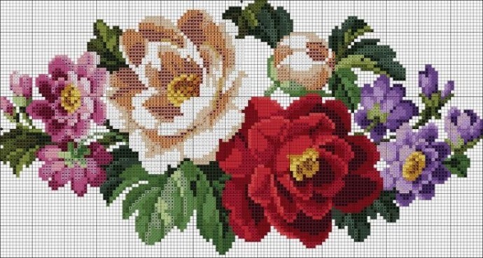 Вышиваем прекрасные букеты цветов