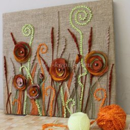 ​Панно из ткани и пряжи: часть 1