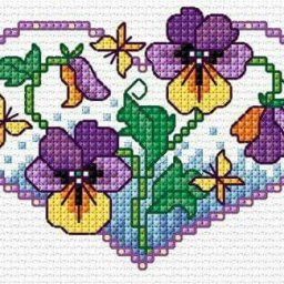 ​Вышивание анютиных глазок