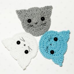 Вяжем крючком простую милую аппликацию "Котик"