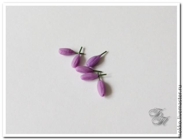 Лепим веточки лаванды из полимерной глины без использования молдов: часть 2