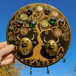 ​Создаём ключницу "Бычки и дерево изобилия": часть 2