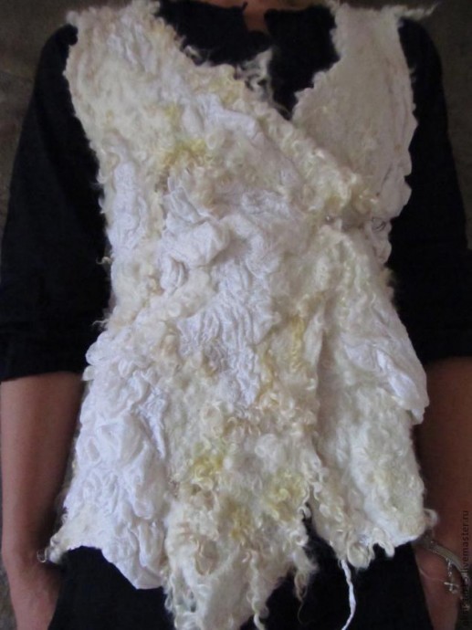 Валяние жилета в стиле "Гранж": нуно-войлок + кудри, часть 3