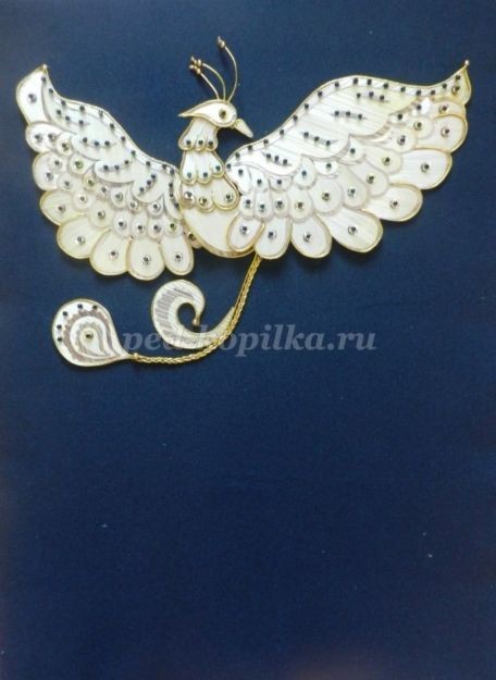 Декоративное панно "Жар-птица" из соломки: часть 6